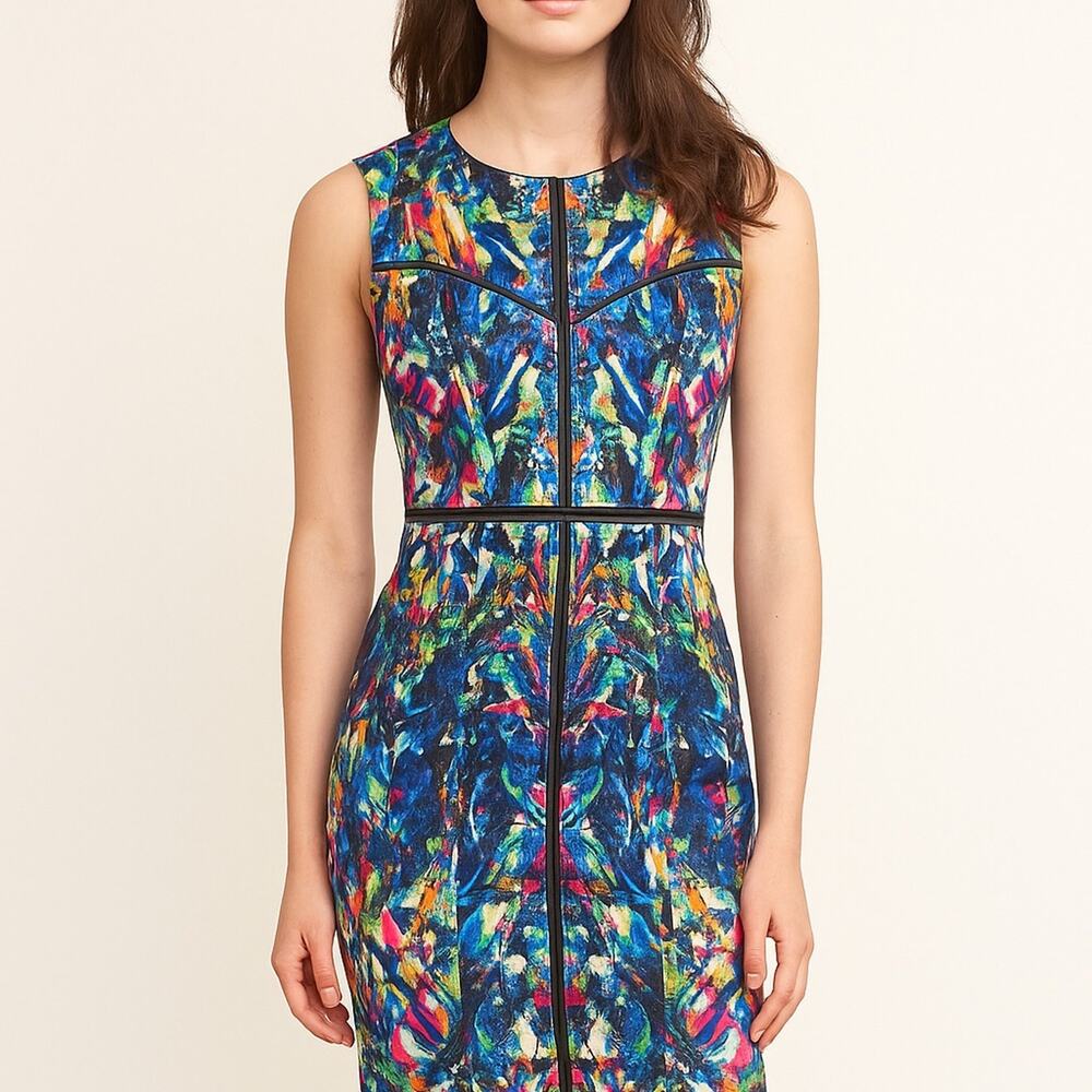 Milly Kaleidoscope Print Bodycon Dress | Size 8 | Sleeveless Italian Fabric Made